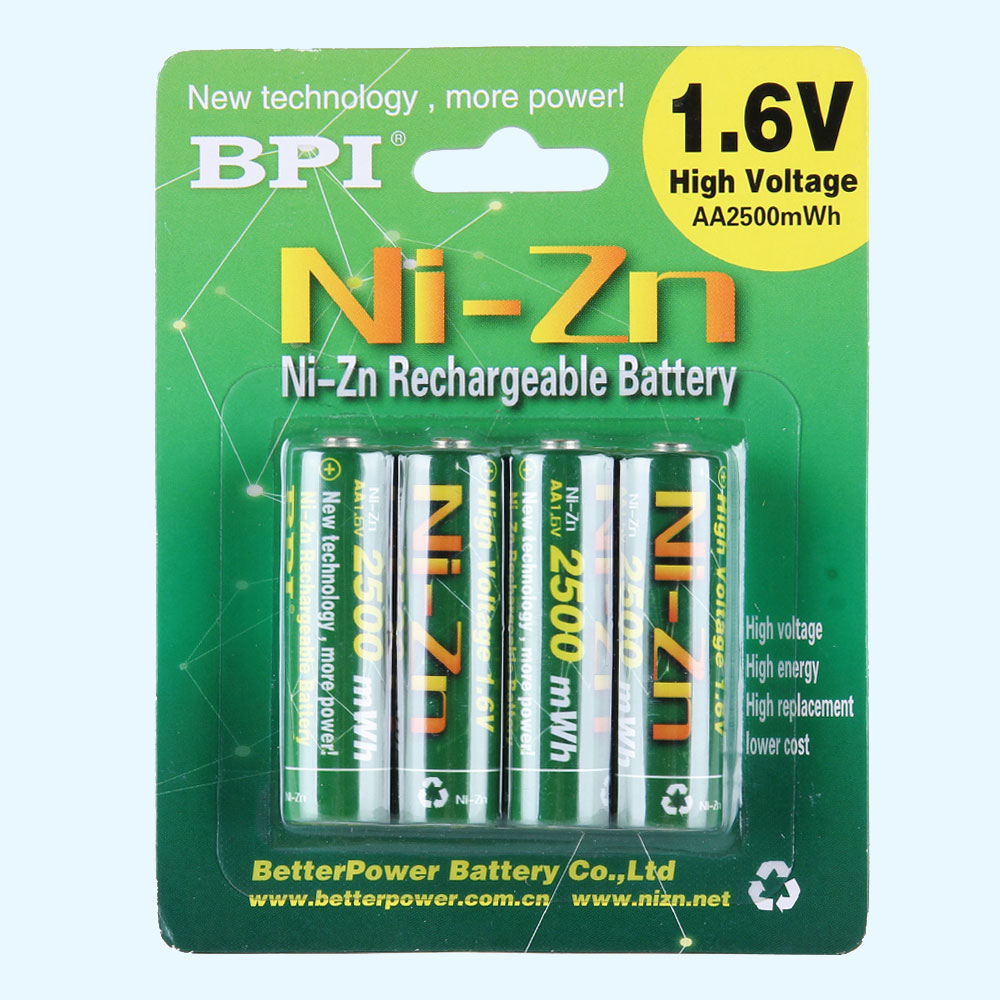 BPI跨境電商用1.6V2500mWh毫瓦時鎳鋅可充電電池5號,適用于KTV話筒,麥克風,數(shù)碼相機,無線鼠標