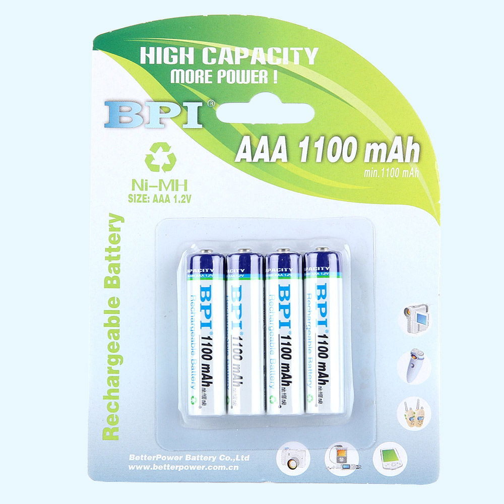 BPI跨境電商用1100mAh 1.2V高容量鎳氫7號可充電電池低內(nèi)阻AAA電池,用于搖控器、兒童玩具、無限鼠鍵套